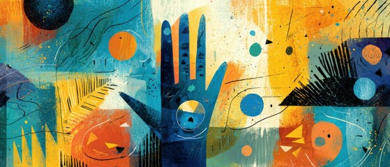 Wall Mural - abstract hand art with vibrant colors and geometric shapes in a modern artistic design concept of cr