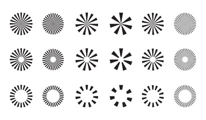 Retro Sunburst icon set, radial Sunburst element, Vintage sunburst Fireworks design isolated, Sunrise rays light burst line shine sunshine sunbeam vintage border symbol.