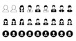 © PixelSaga MH2  - Diverse collection of black and white silhouette user profile icons representing men and women in business attire and casual styles isolated on transparent background silhouette