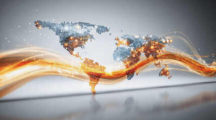 Wall Mural - abstract technology white background. earth network with glowing nodes and net lines business connec