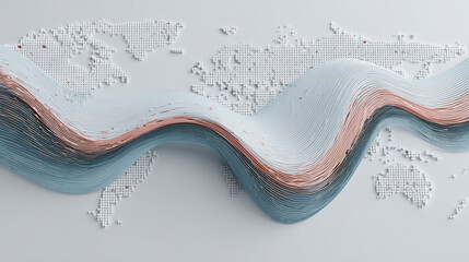 Wall Mural - abstract technology white background. earth network with glowing nodes and net lines business connec