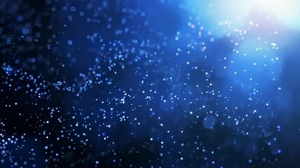 Wall Mural - abstract blue particles floating in space with bright light, futuristic and ethereal