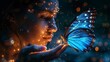 © Ramlan - Woman holding a glowing blue butterfly, surrounded by shimmering light