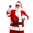 © Md Abraham khan adil - Modern Santa Claus Taking Selfie with Thumbs Up in Summer Style on Yellow Background