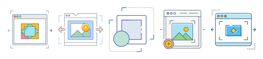 Visual representation of iterative design process involving object addition and modification