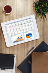 Wall Mural - business data dashboard provide business intelligence analytic for marketing strategy planning snugl