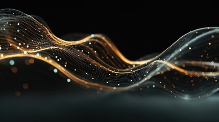 Wall Mural - abstract digital wave on dark background. technology and science concept. 3d rendering, no logos, no