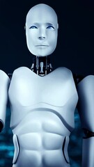 Wall Mural - future financial technology controll by ai robot huminoid uses machine learning and artificial intel