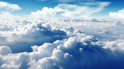 Wall Mural - Skybound: A breathtaking panorama of the sky above, showcasing fluffy clouds and a tranquil blue horizon, offering a sense of freedom and limitless possibility.
