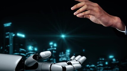 Wall Mural - futuristic robot artificial intelligence enlightening ai technology development and machine learning