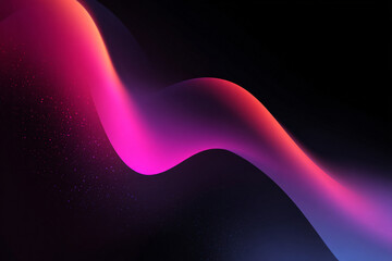 Wall Mural - abstract wavy background with pink purple gradient on black background. bright colors. particles. ba