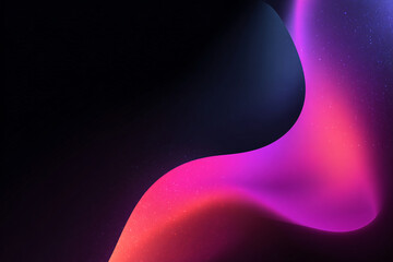 Wall Mural - abstract wavy background with pink purple gradient on black background. bright colors. particles. ba