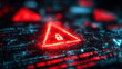 © kaliel - Digital padlock warning triangle over code highlights ransomware breach and urgent cybersecurity threat detection.