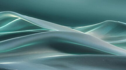 Wall Mural - teal abstract waves background shimmering with light and particles