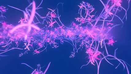 Wall Mural - Abstract, swirling, pink and white lines on a dark blue background