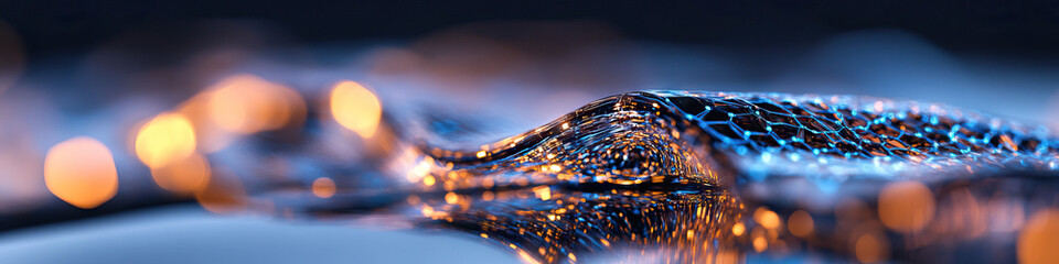 Abstract Blue and Orange Illuminated Mesh Surface
