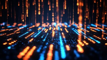 Binary code streams. Futuristic tech processing data. Abstract
