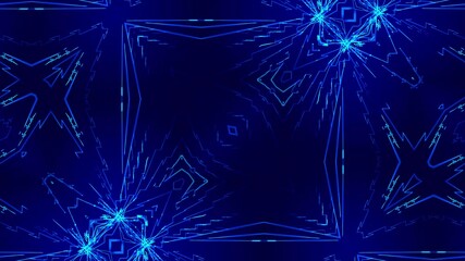 Wall Mural - abstract background with glowing particles and light lines. animation rotation of optical fiber wire