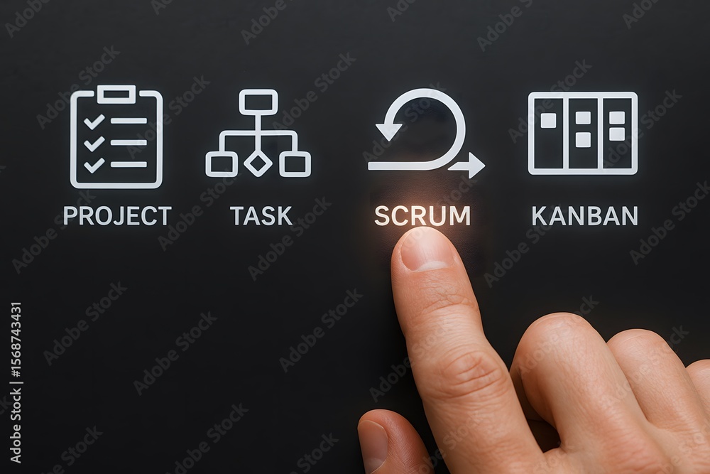 Project management agile scrum kanban task project workflow development ...