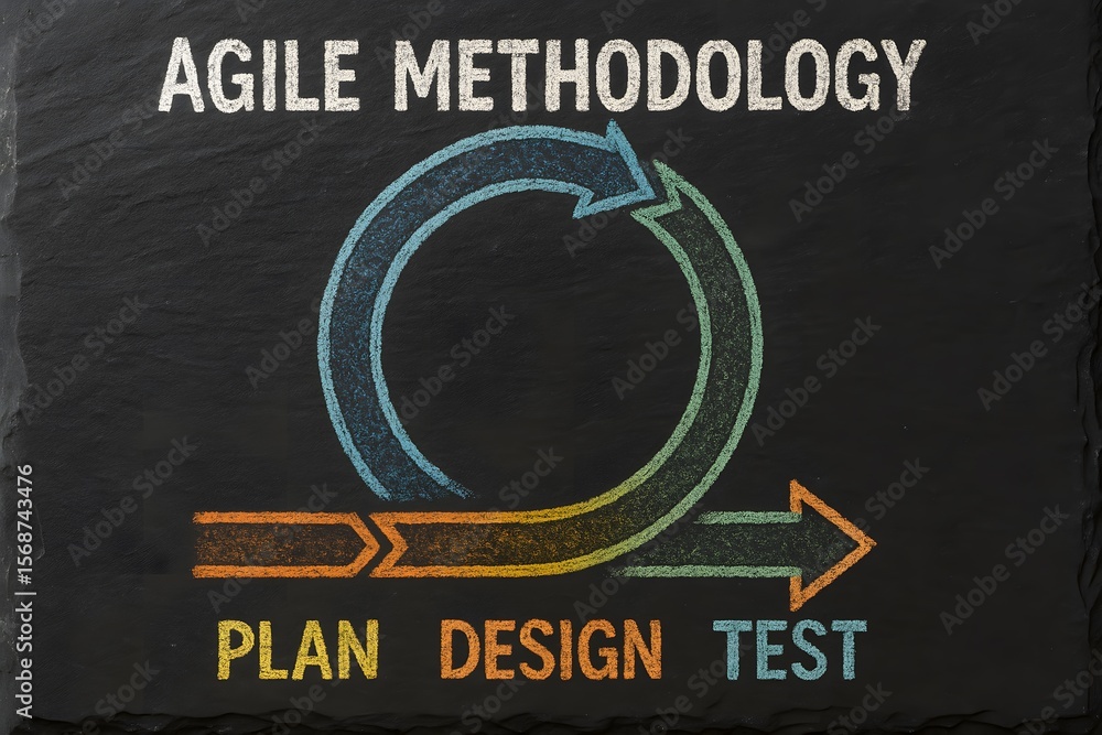 Agile Methodology Diagram Showing Plan Design Test Cycle For Software