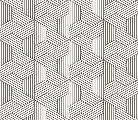 Wall Mural - monochrome seamless intricate geometric pattern background composed of hatched hexagons, creating a 
