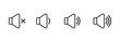 © ICON HAVEN 2 - Sound volume icons set with different signal levels on white background. Аn icon that increases and reduces the sound. Speaker icon set. volume icon vector. loudspeaker icon vector.  design eps 10
