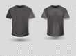 © kume111000 - Shirt mockup set. T-shirt template. Black, gray and red with white version, front design.
