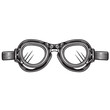 © vectorartdesigner - Detailed vintage art illustration of classic aviator goggles with clear lenses in a retro style
