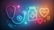 ©  Sarimo graFX - Neon medical icons glow against a textured dark background