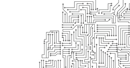 Wall Mural - abstract digital circuit board on technology white background. circuit connected lines and dots on a