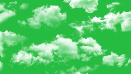 Wall Mural - realistic white fluffy clouds animation on green screen