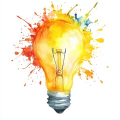 Wall Mural - bright creative illustration of lightbulb with colorful splash design