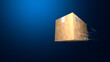 © PPstock - Dynamic depiction of a fast-moving delivery package against a blue background, symbolizing speed and efficiency in logistics.
