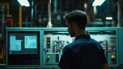 A professional demonstrating how to program and monitor industrial automation machines.