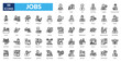 © Zero_wing - jobs line icon set. Doctor, Teacher, Chef, Police Officer, Firefighter, Construction Worker, Mechanic