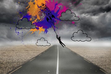 Wall Mural - rocket on splashes over street
