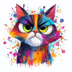  A Captivating Artistic Cat A Painter in MidSplash Expressing Emotions Through Color and Chaos