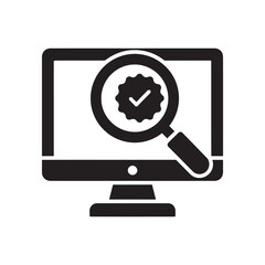 Wall Mural - digital quality control solid glyph icon for online audit and system verification representing softw