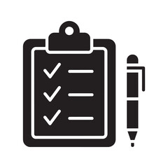Wall Mural - task management glyph icon with a clipboard checklist and pen for project planning to do list organi