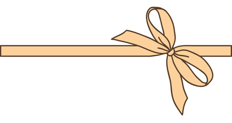 Wall Mural - decorative yellow bow with ribbon isolated on white. gift bow for wrapping. hand drawn. vector flat 