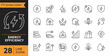 © twenty-icons - Efficiency energy outline icon set. Containing energy saving, electricity, light bulb, energy consumption, and more. Editable stroke. Vector illustration
