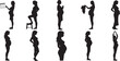 © SAGOR - Pregnant Woman silhouettes Belly Growth Collection set. clip art, back lit, beauty, bonding, outline, design element, men