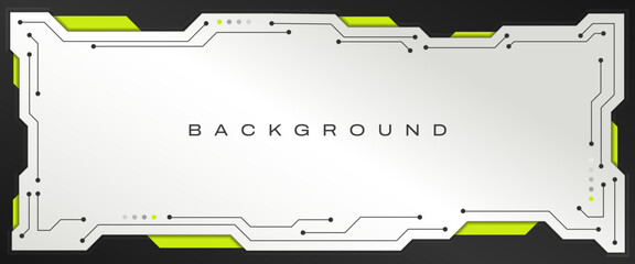Wall Mural - Futuristic Technology Background with Circuit Board Line Elements in White, Gray, and Neon Green Color