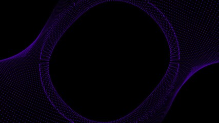 Purple color wiggling circular dots with circular 3d blank space for logo reveal business purpose loop able black background