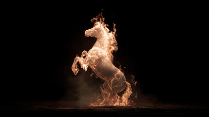 Wall Mural - Flame rising in the form of a horse rearing on its hind legs
