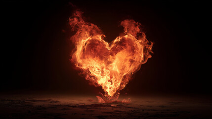 Wall Mural - A single flame shaped like a heart glowing with intensity