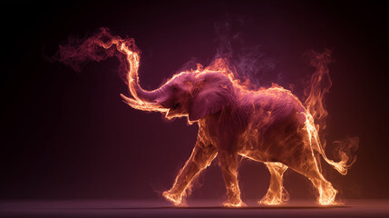 Wall Mural - A dancing flame resembling an elephant with its trunk raised