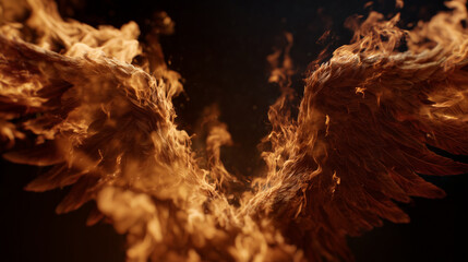 Wall Mural - Close-up of flames shaping into angel wings in mid-flutter