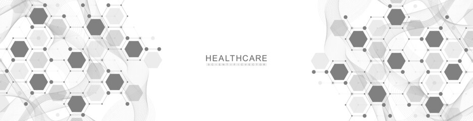 Wall Mural - molecular abstract structure and genetic engineering dna. healthcare and medicine background concept