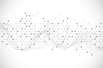 Wall Mural - molecular abstract structure and genetic engineering dna. healthcare and medicine background concept